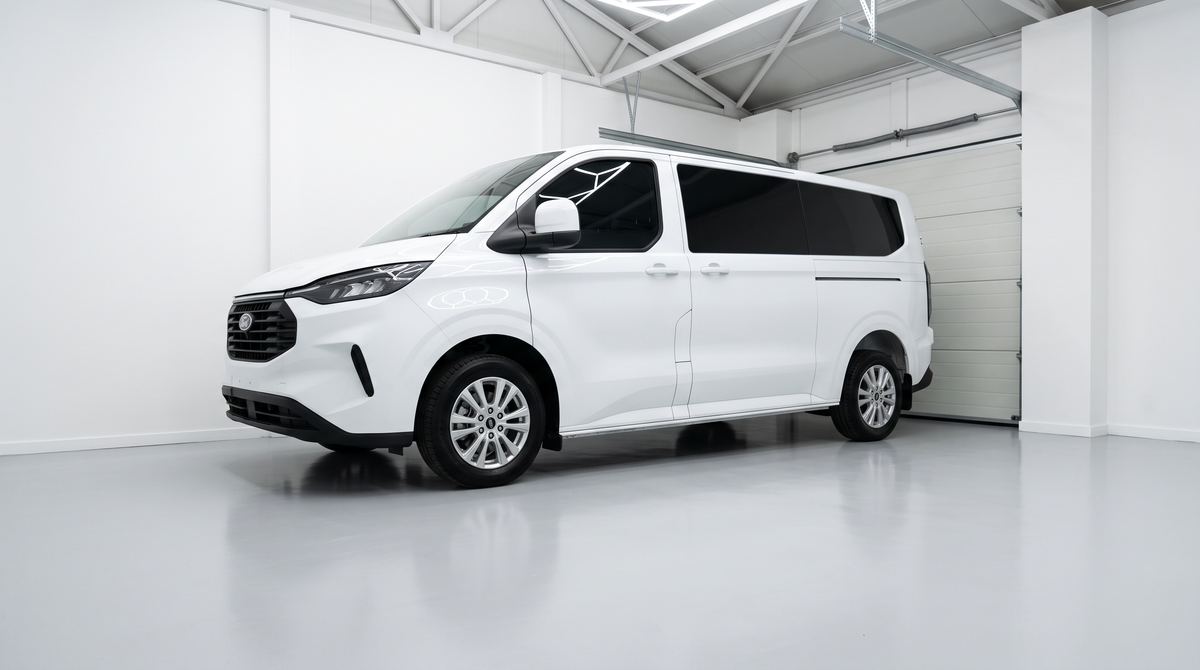 Färdigskuren solfilm Ford Transit Custom L2 LWB 1-door side double tailgates 2023-2026